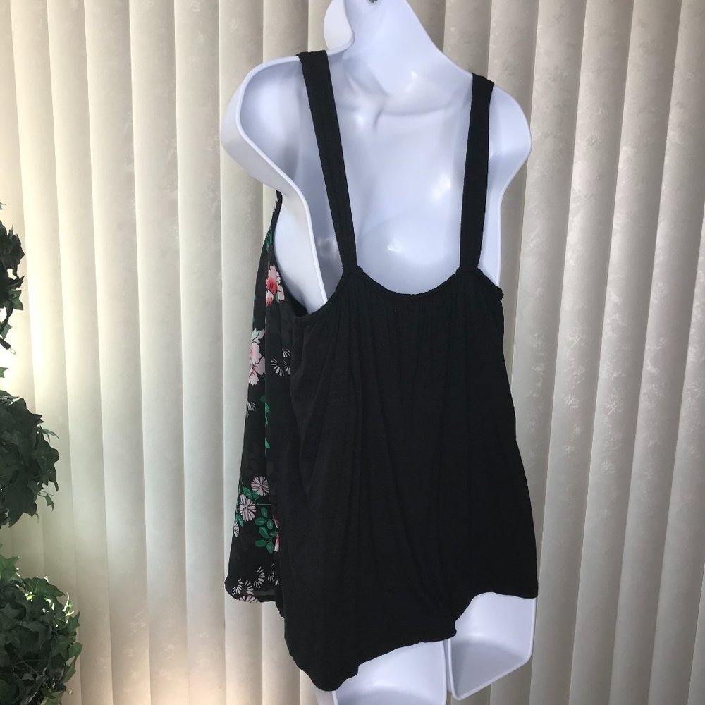 Maurices Strappy Tank Top | Black w/ Floral | S - Picture 7 of 9